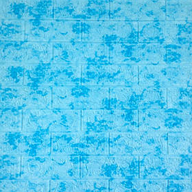 Декоративная 3D панель самоклейка под кирпич Голубой мрамор 700x770x5мм