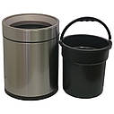 Відро для сміття JAH 10 л (кругле, без кришки, колір срібний металік, з внутрішнім відром), фото 2