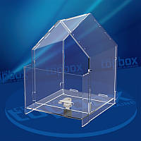 Скринька для пожертвувань Будиночок (з кишенею для буклетів) 150x200x155 мм, об'єм 3,5 л.