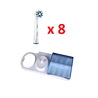 8 насадок для зубной щетки Braun ORAL-B Cross Action EB50 + подставка с крышкой