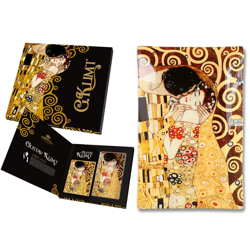 Скляна тарілка Г. Клімт Поцілунок Сarmani, 23х15 см, фото 1