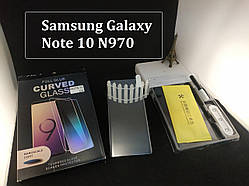 Захисне скло 3D full glue для Samsung Galaxy Note 10 SM-N970 з ультрафіолетовим клеєм (повне проклеювання)