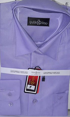 Сорочка чоловіча Pellegrino vd-0009 лавандова однотонна класична з довгим рукавом, фото 1
