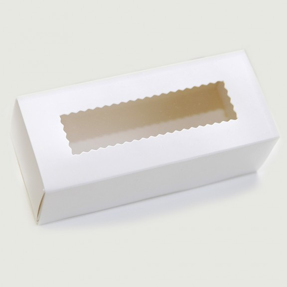 Коробка для Macarons (біла) 14.1х5.9х4.9 см з віконцем