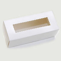 Коробка для Macarons (белая) 14.1х5.9х4.9 см с окошком