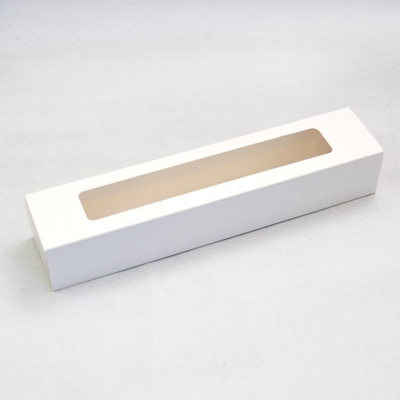 Коробка для Macarons (біла) 30.5х6.2х5.2 см з віконцем, фото 1