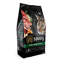Сухой корм Savory Adult Cat Gourmand для котов с индейкой и уткой 400г