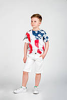 Модные детские шорты для мальчика с отворотами iDO Италия 4|Q456 Белый.Топ!
