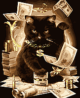 Картини за номерами "Кіт з грошима" (з золотою фарбою) 40*50 см