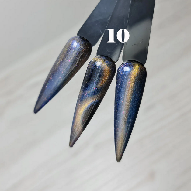 Гель лак для нігтів котяче око 12д Sweet Nails синьо золотий №10 8 мл