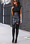 Асиметрична тепла спідниця коротка з екошкіри стильна на флісі чорна, розмір 42, 44, 46, 48, фото 2