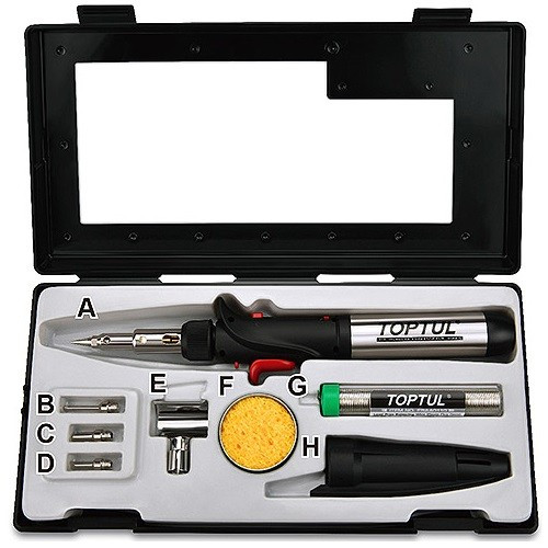 Паяльник газовий 150W з комплектом насадок 8 од. TOPTUL EGAE0801 (Тайвань), фото 1