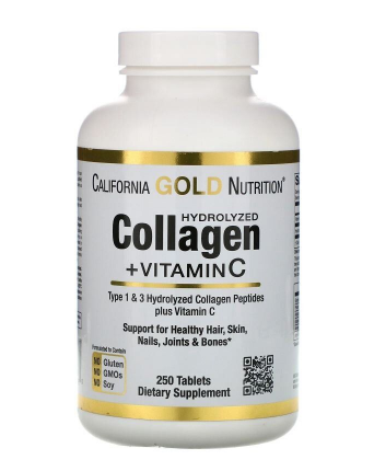California Gold Nutrition Hydrolyzed Collagen + Vitamin C Type 1 & 3 (250 tab)