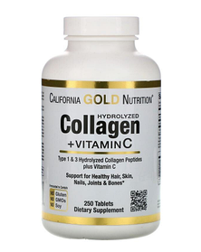 California Gold Nutrition Hydrolyzed Collagen + Vitamin C Type 1 & 3 (250 tab)