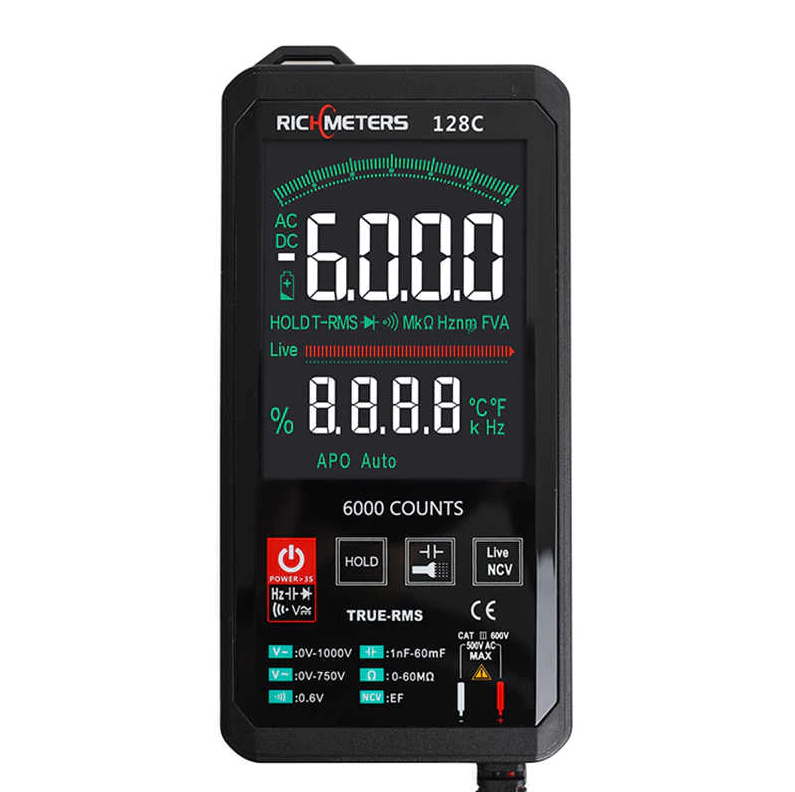 Мультиметр Richmeters RM128C портативний, автоматичний, сенсорний + True RMS + NCV