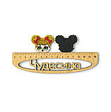 Патч декоративна серединка для бантиків і шпильок "Лола" золота, тканинний декор, наб.2 шт., фото 3