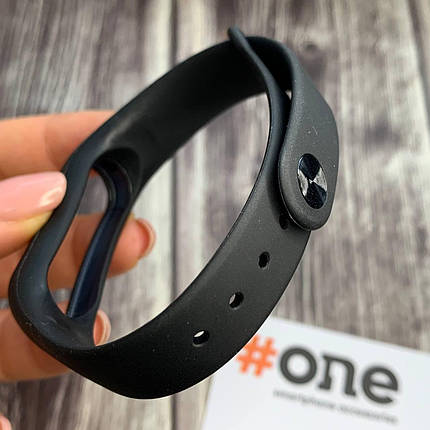 Ремінець для Xiaomi Mi Band 2 силіконовий однотонний кольоровий браслет на сяомі мі бенд 2 чорний, фото 3