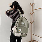 Стильний Рюкзак для школи підлітковий молодіжний водонепроникний кольору хакі з ромашкою Rentegner., фото 3