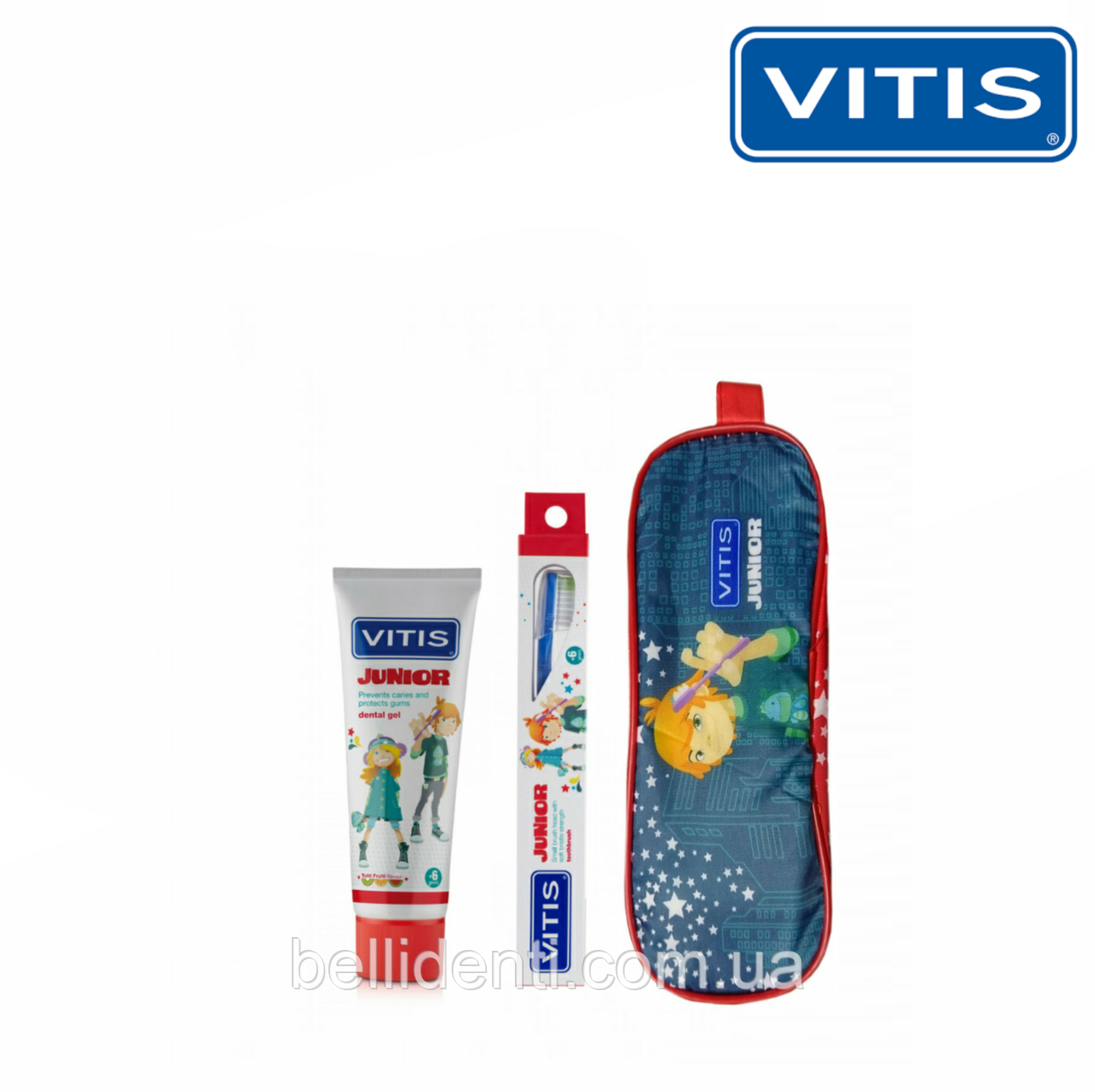 VITIS JUNIOR Набір: гель-паста 75 мл, зубна щітка, пенал (6-12 років)