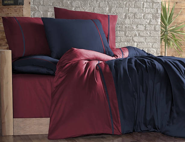 Білизна постільна білизна First Choice SATIN "Duet Style / Lacivert & Bordo" S 371, фото 1