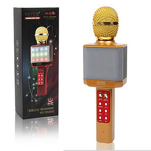 Бездротової Bluetooth мікрофон караоке Karaoke DM WS 1828 з підсвічуванням жовтий 150104, фото 2