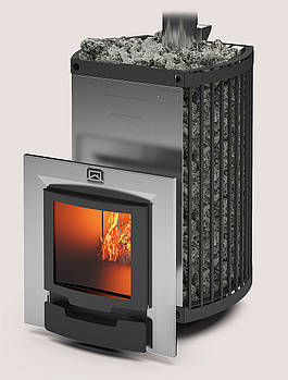 Дровяна піч для лазні та сауни Теплодар Домна-Сітка Панорама 20 ЛК з паровою гарматою