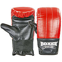 Снарядные перчатки тренировочные кожаные Boxer 2014 Red-Black размер L