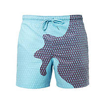 Шорты хамелеон для плавания, пляжные мужские спортивные меняющие цвет синие в квадраты размер XS код 26-0015