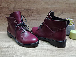 Жіночі черевики туфлі з натуральної шкіри колір бордо Vikttorio