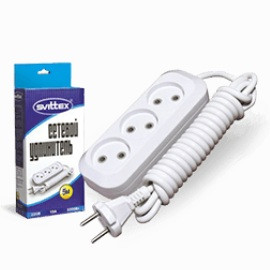 Подовжувач електричний Svittex SV-008-5 10A 2х0,75 мм² 3 розетки 5м