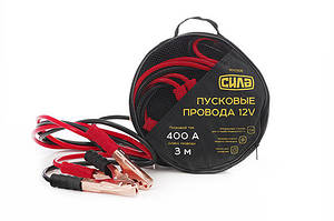 Пускові проводу 400А, 12V, Ø 9мм, 3м (кабель пусковий, прикурювач акумулятора) СИЛА