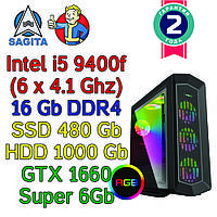 Игровой компьютер intel i5-9400F (6 x 4.1GHz) + 16Gb DDR4 + SSD 480Gb + 1Tb + GTX 1660 Super 6Gb