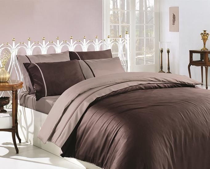 Білизна постільна білизна First Choice SATIN "Duet Style / Koyu Kahve & Vizon" S 401