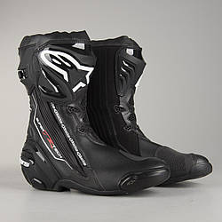 Мотоботинки, мотоботи чорні спортивні Alpinestars Supertech R Black фірмові. Італія 45