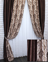 Комбіновані (2шт. 1,4х2,7м) штори з тканини блекаут. Колір коричневий з пудрою