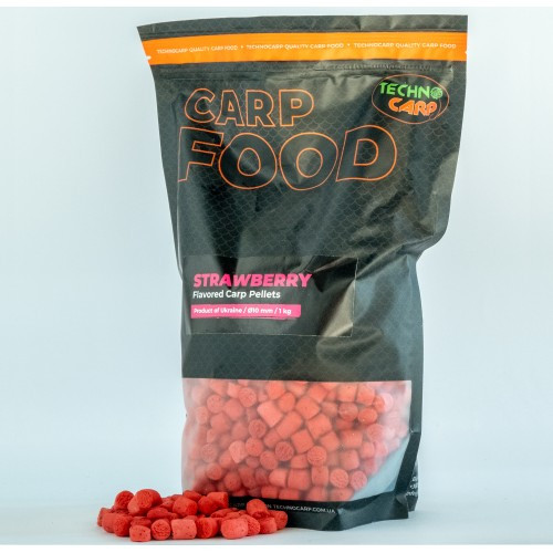 Пелети прикормочні Strawberry Flavored Carp Pellets 10mm 1кг