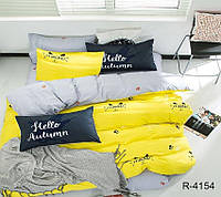 Качественный Комплект постельного белья желтый с серым ткань ранфорс R4154