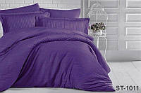 Качественный красивый Комплект постельного белья из страйп-сатина цвет фиолетовый ST-1011