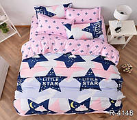 Розовый Комплект постельного белья из ранфорса принт Звезды R4148 Евро