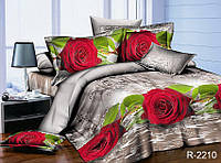 Красивый Комплект постельного белья 3-D Красные розы из ранфорса R2210