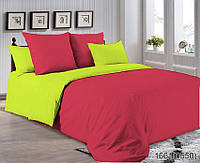 Семейный комплект постельного белья из поплина(хлопок) цвет красный-салатовый P-1661(0550)