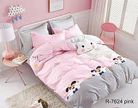 Качественный Комплект постельного белья из ренфорса R7624 цвет розовый Евро