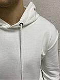 Біла чоловіча кофта худі, толстовка світшот біла однотонна з капюшоном весна осінь Туреччина, фото 3