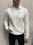 Біла чоловіча кофта худі, толстовка світшот біла однотонна з капюшоном весна осінь Туреччина, фото 2