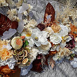 Гірлянда коричнево-теракоттово-біла квіткова, фото 4