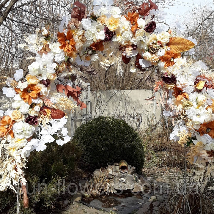 Гірлянда коричнево-теракоттово-біла квіткова, фото 1