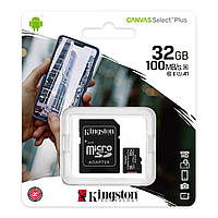 Карта памяти Kingston microSDHC 32GB Canvas Select Plus Class 10 UHS-I U1 V10 A1 SDCS2 + подарок SD адаптер