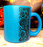 Чашка "Тризуб", флуоресцентне скло, блакитна, фото 2
