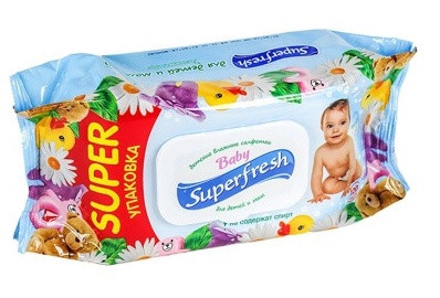 Салфетки влажные детские SuperFresh Ромашка с клапаном 120 шт - фото 5 - id-p1377425435