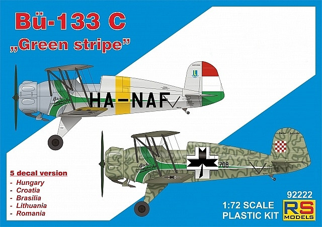 Пластикова модель 1/72 RS models 92222 Німецький навчальний літак Bücker 133 C "Green stripe"